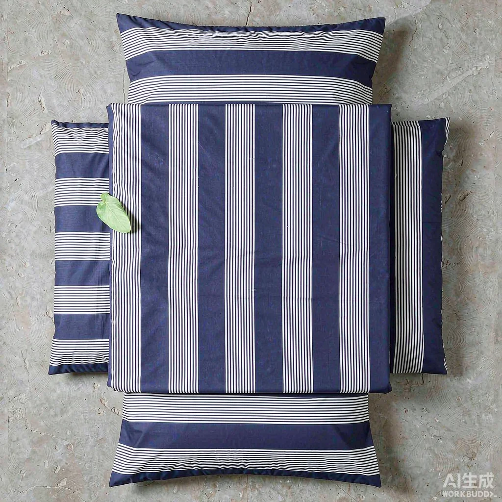 Navy striped percale bedding set